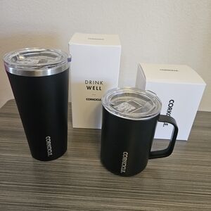 Corkcicle Matte Black 12oz Mug + 16oz Tumbler new in box